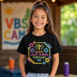 God's Light Shines Through Me VBS Black Shirt- ALL SIZES